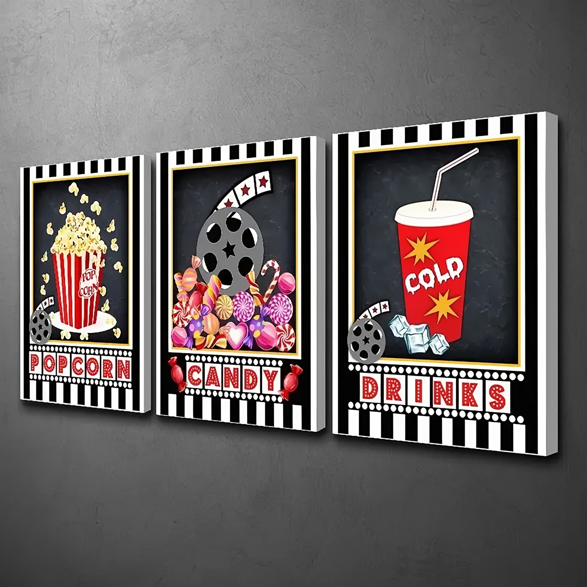 3pcs Frameless Wall Art Deco,  - Home Cinema Logo 리뷰 및 가격