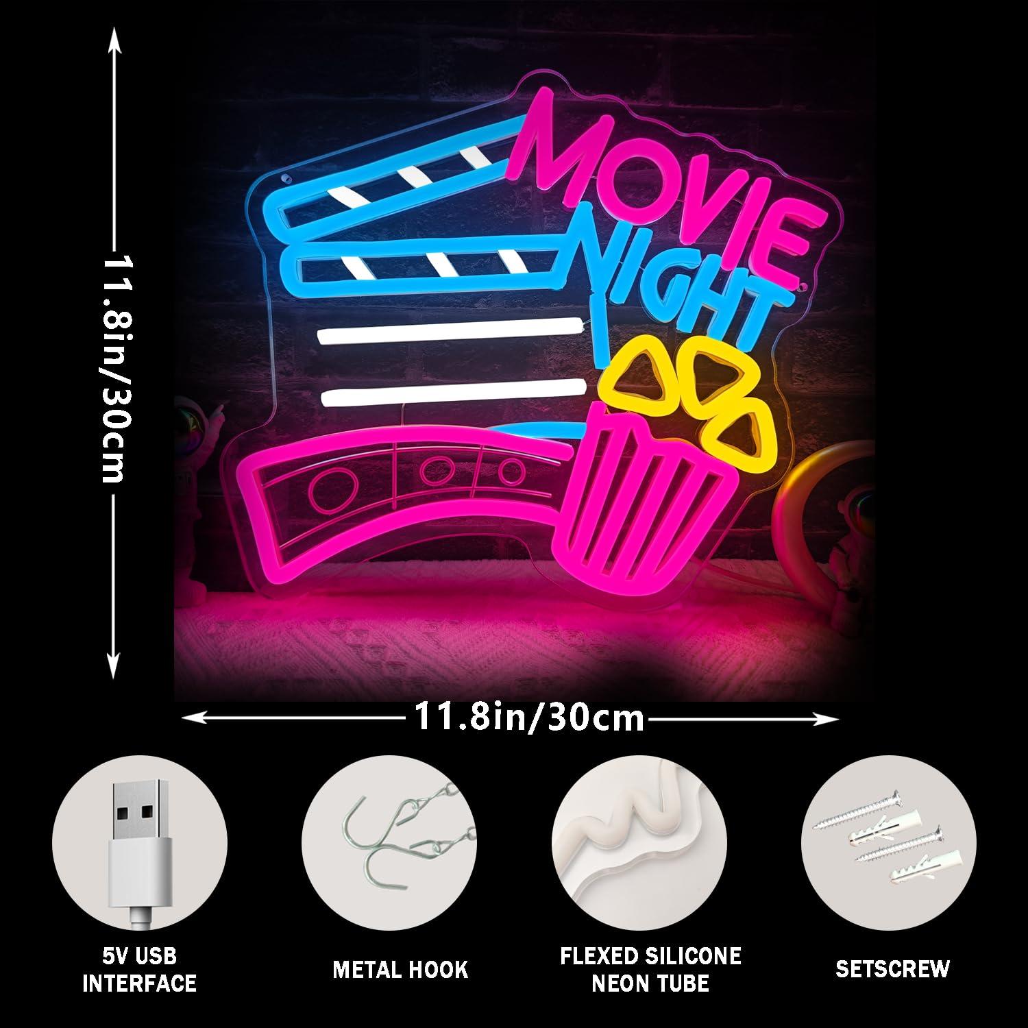 영화의 밤 네온사인 USB 조광 LED 네온 조명, 홈 - Home Cinema Wall 리뷰 및 가격