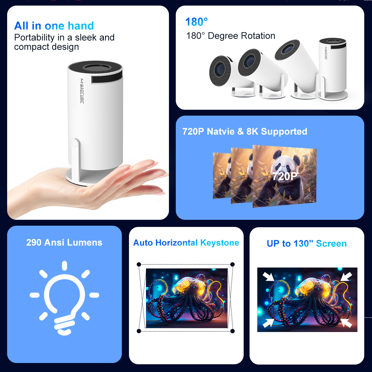 맥큐빅 8K 안드로이드 14 HY300 PRO 프로젝터 - Home Cinema Entertainment 리뷰 및 가격