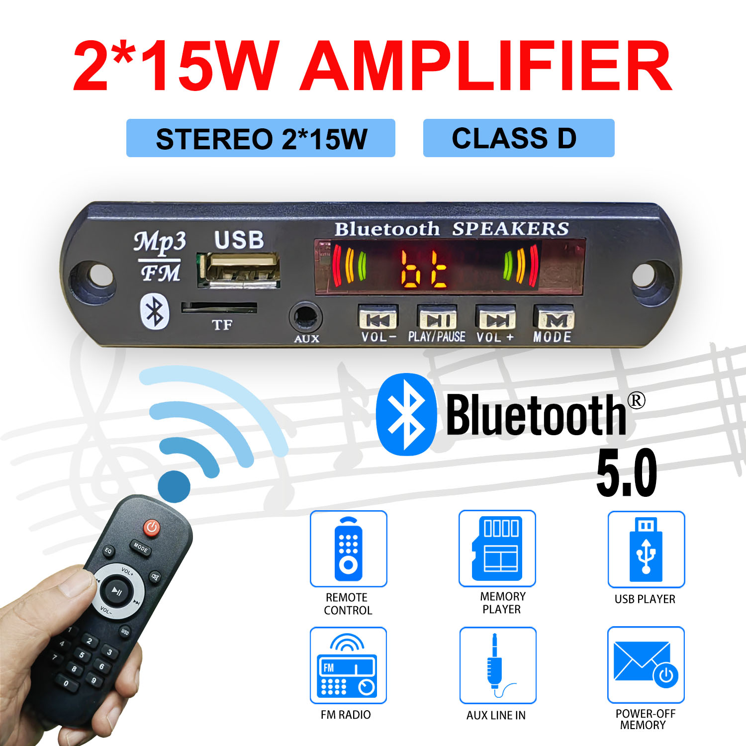 DC 5V-32V 30W Bluetooth5.0 증폭기 - Surround Sound Decoder 리뷰 및 가격
