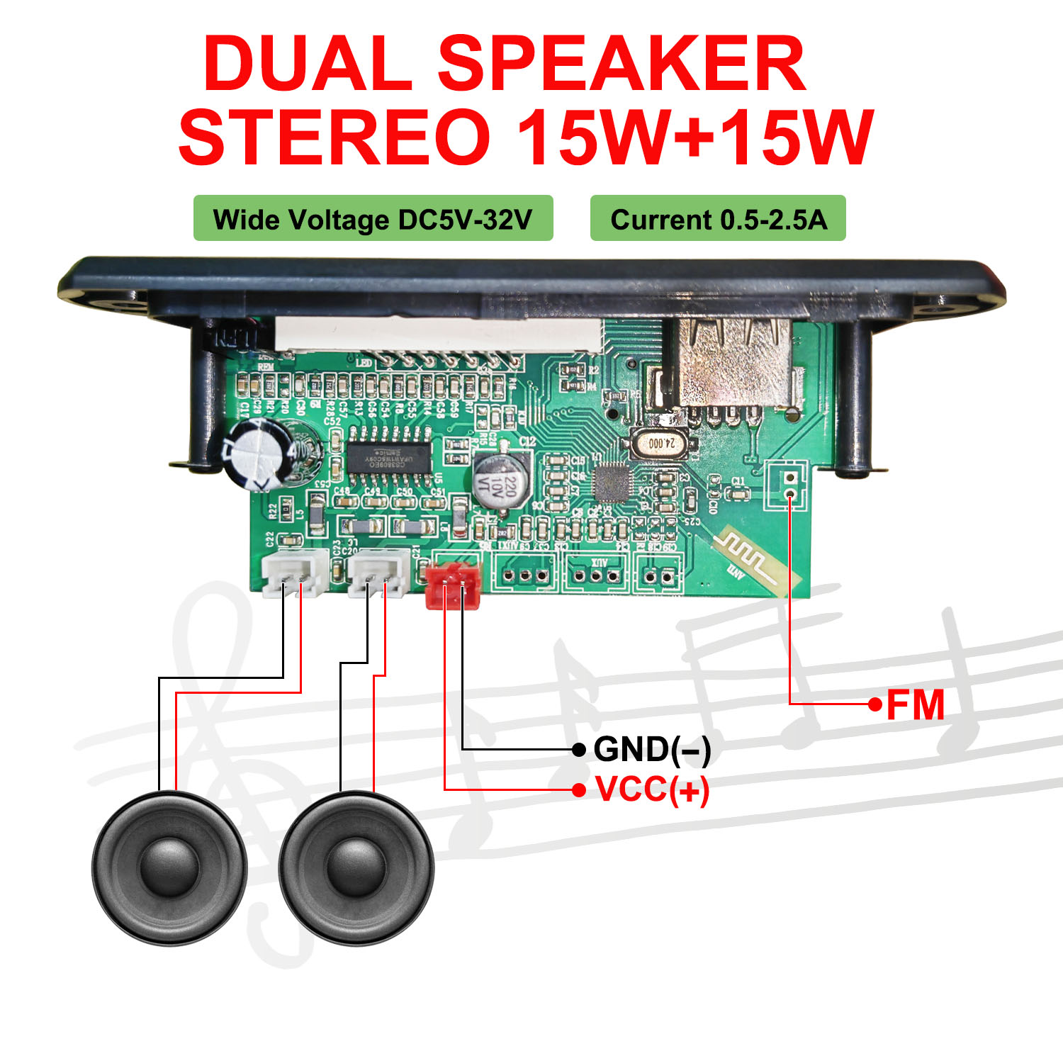 DC 5V-32V 30W Bluetooth5.0 증폭기 - Surround Sound Decoder 리뷰 및 가격